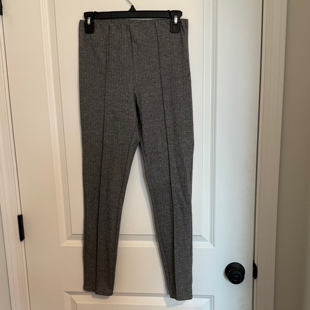Gray (Black White) High-Waisted Warm Legging Style Workwear Office Skinny Pants
